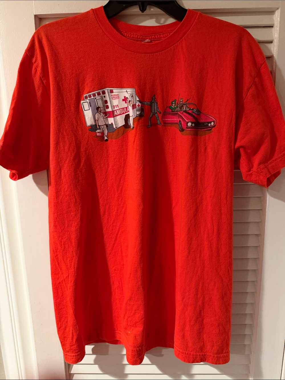 Men's Threadless Orange Graphic Crewneck T-Shirt “Heartless”- Large